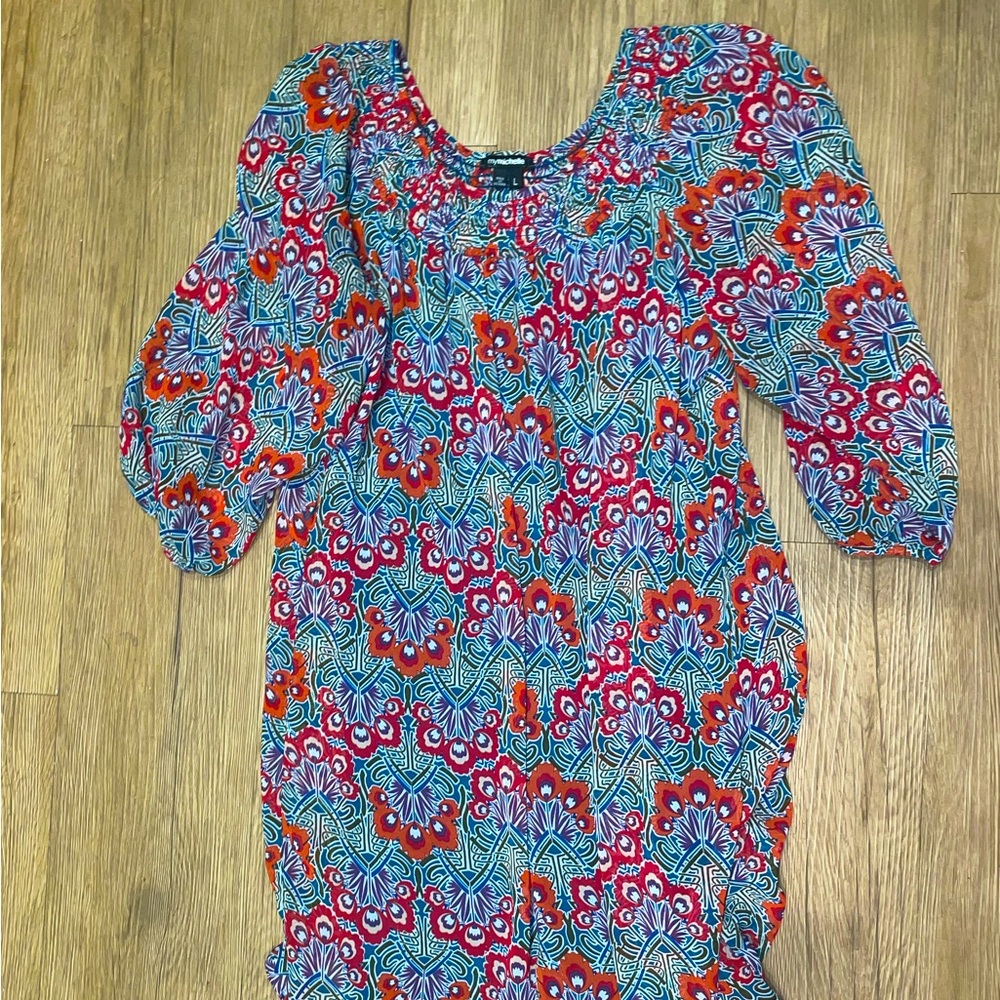 Colorful 3/4 sleeve dress